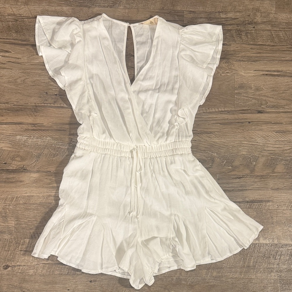 Altar'd State White Ruffled Romper - Size M